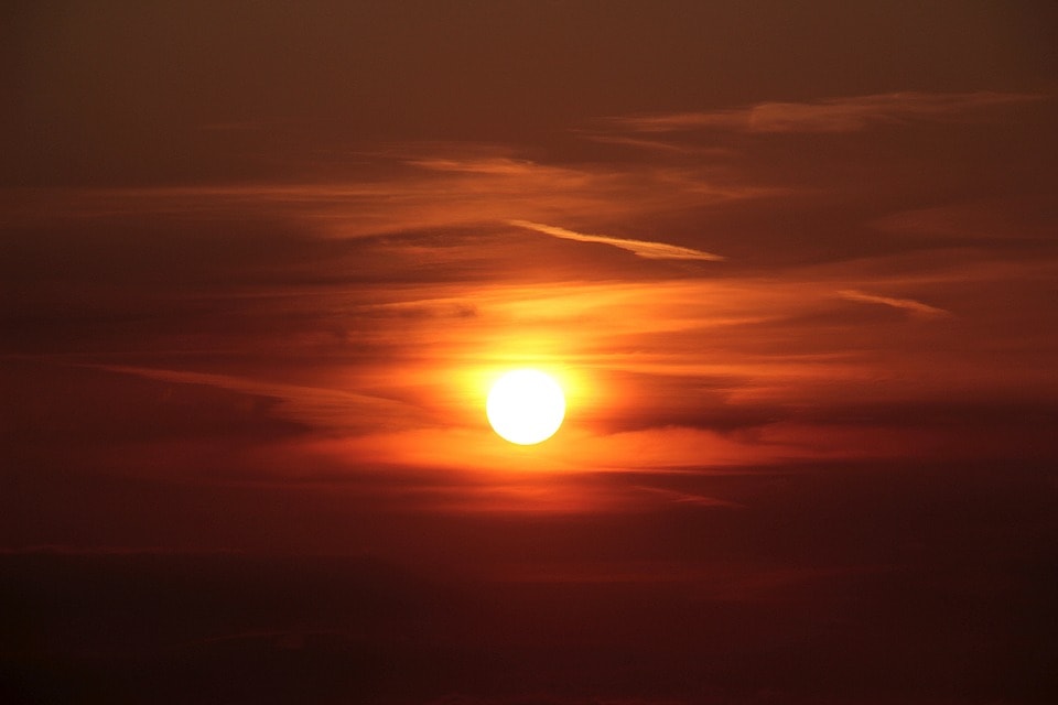 Sunset in a cloudy sky