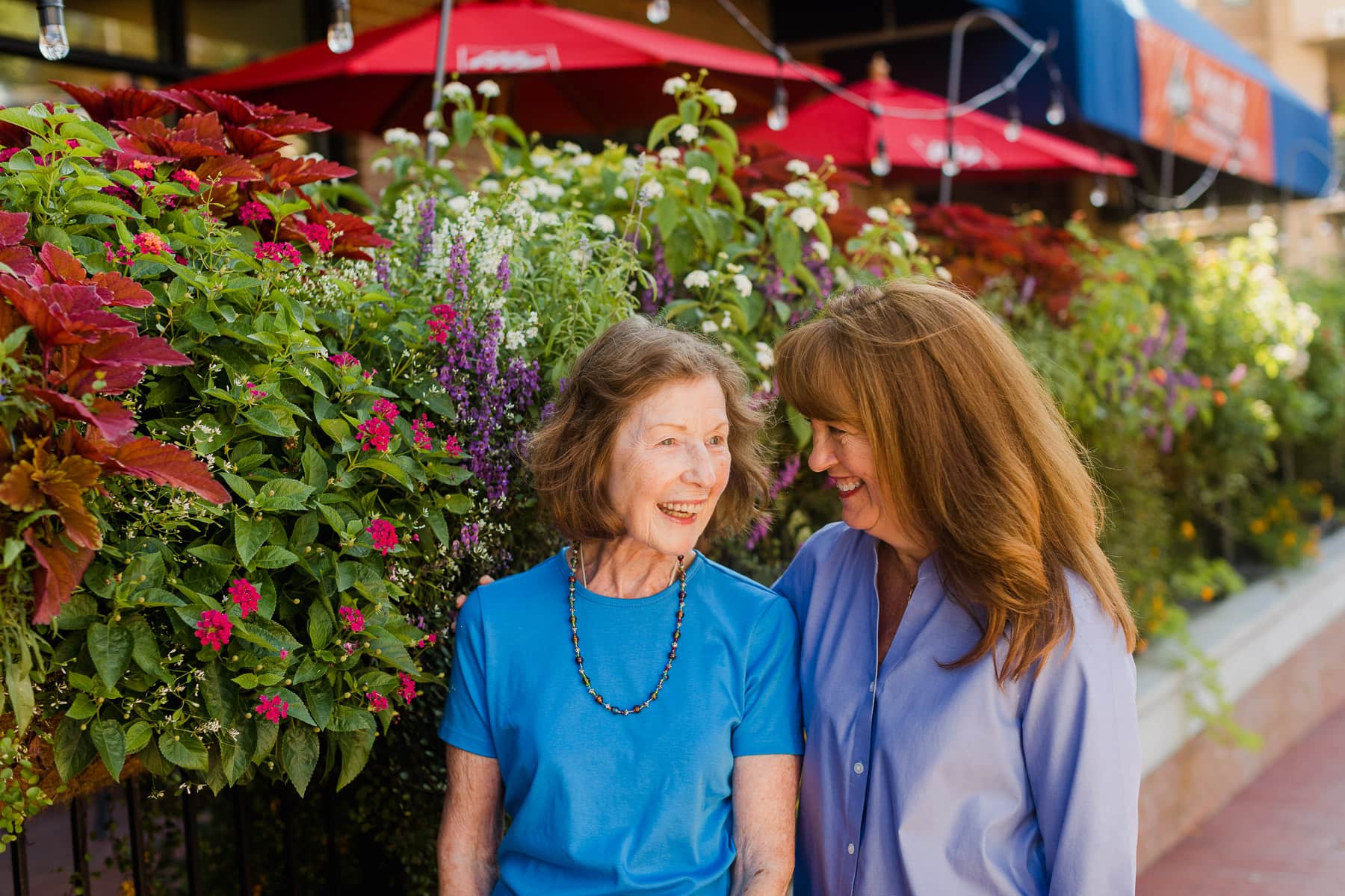 resident walking with family member