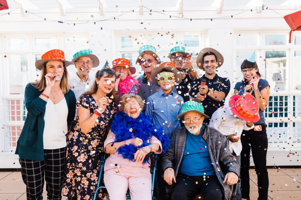 birthday party with residents and caregivers