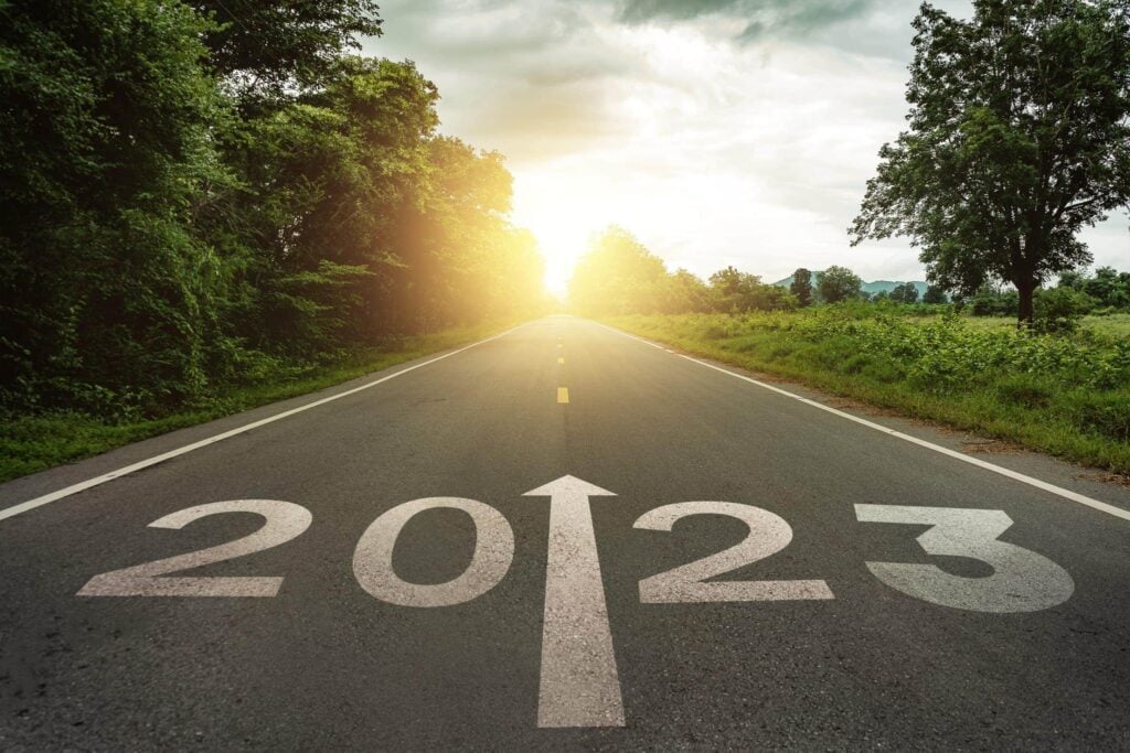 road with 2023 painted on it