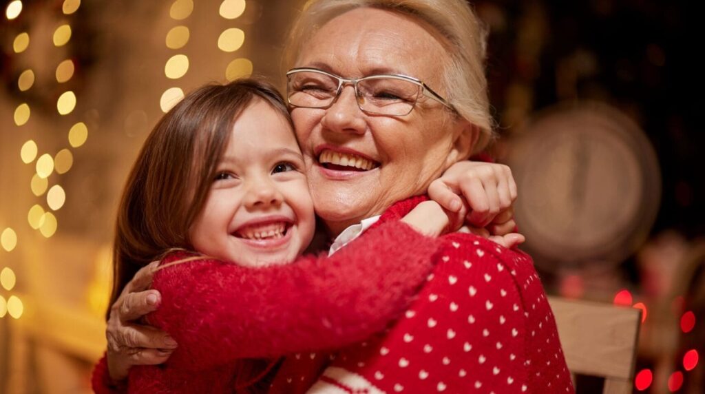 grandma and grandkid hugging