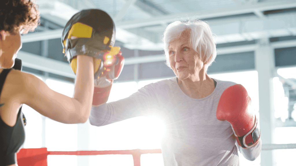 older woman boxing