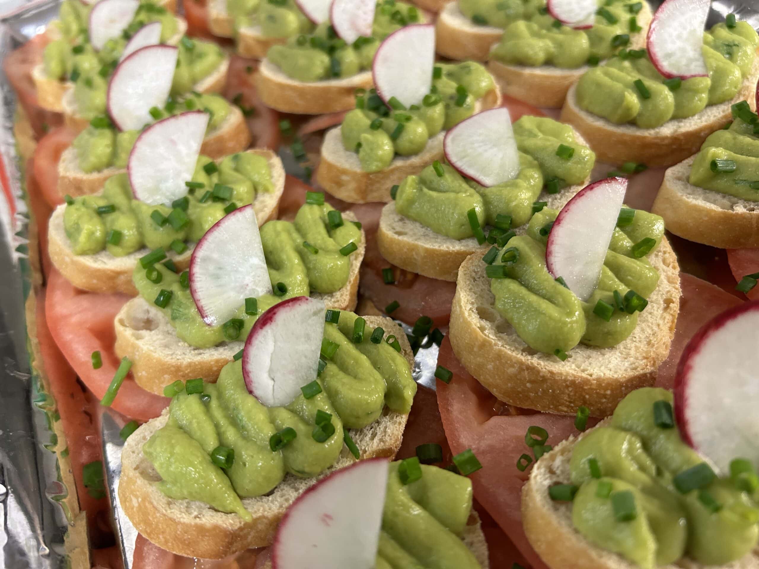 appetizer with guacamole and radish