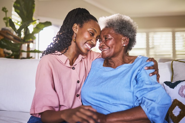 Senior mother and adult daughter