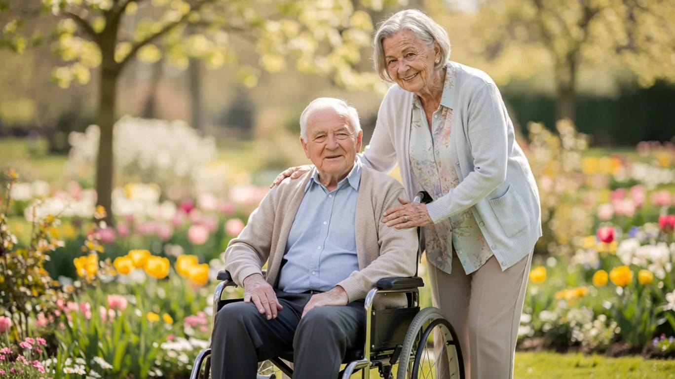 Senior,Male,On,A,Wheelchair,And,Their,Wife
