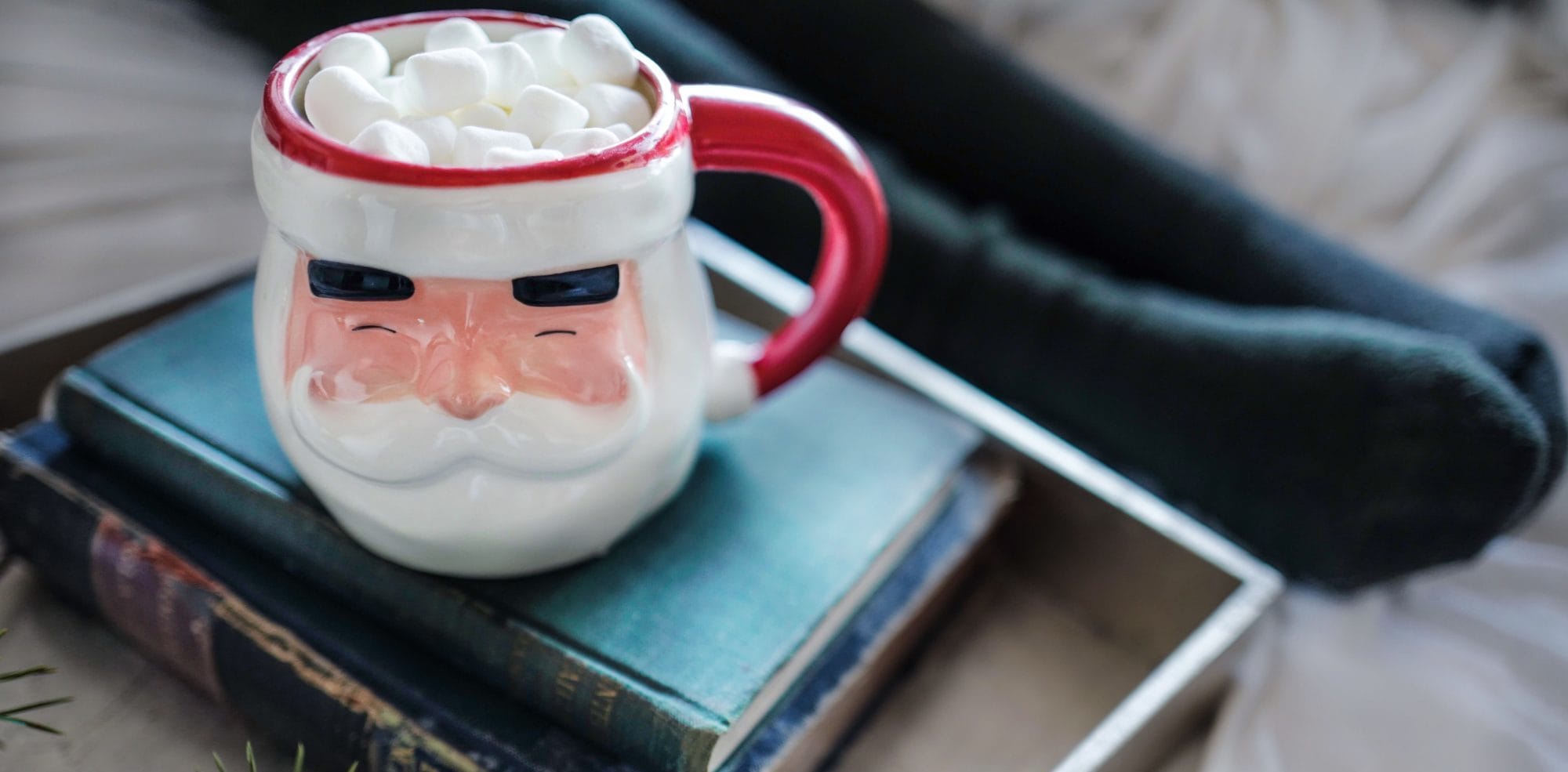 santa mug with hot chocolate