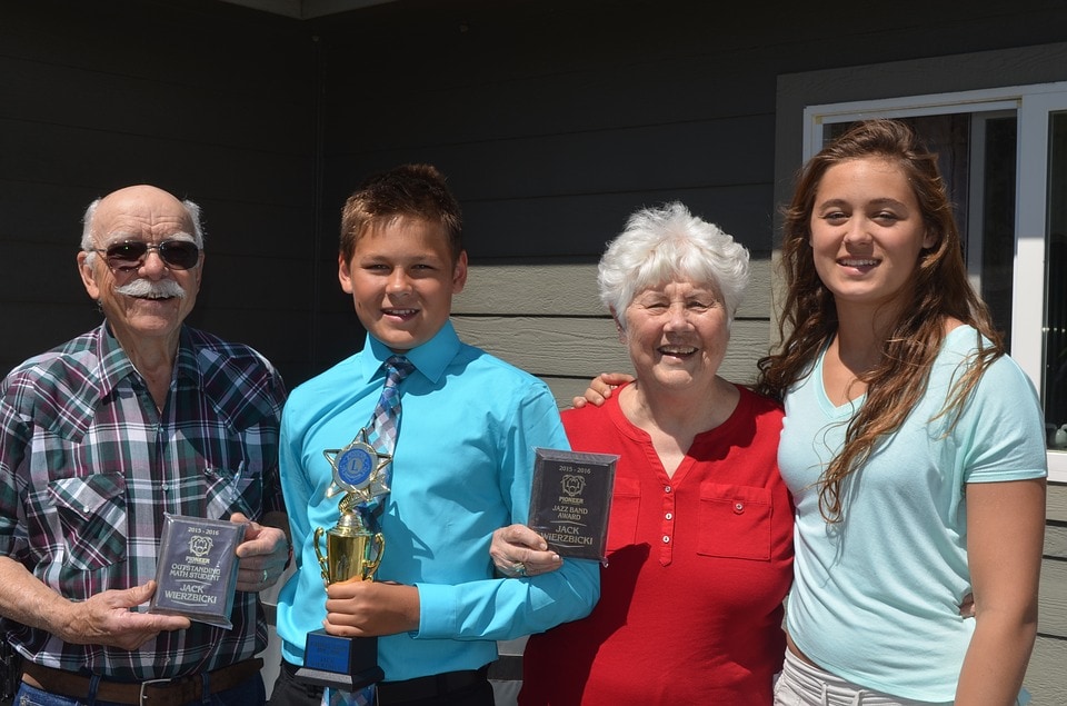 Grandchildren and Grandparents show off awards