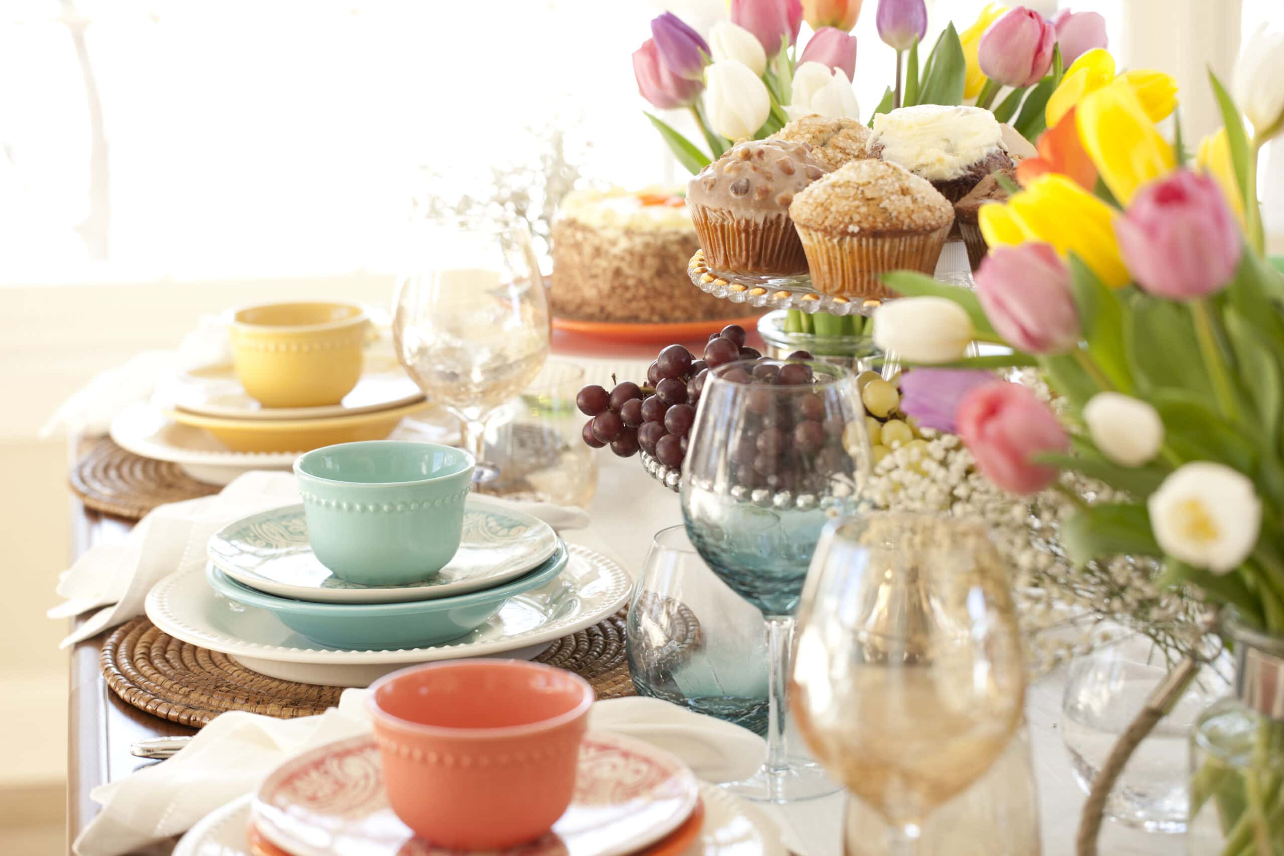 Table setting with spring food array