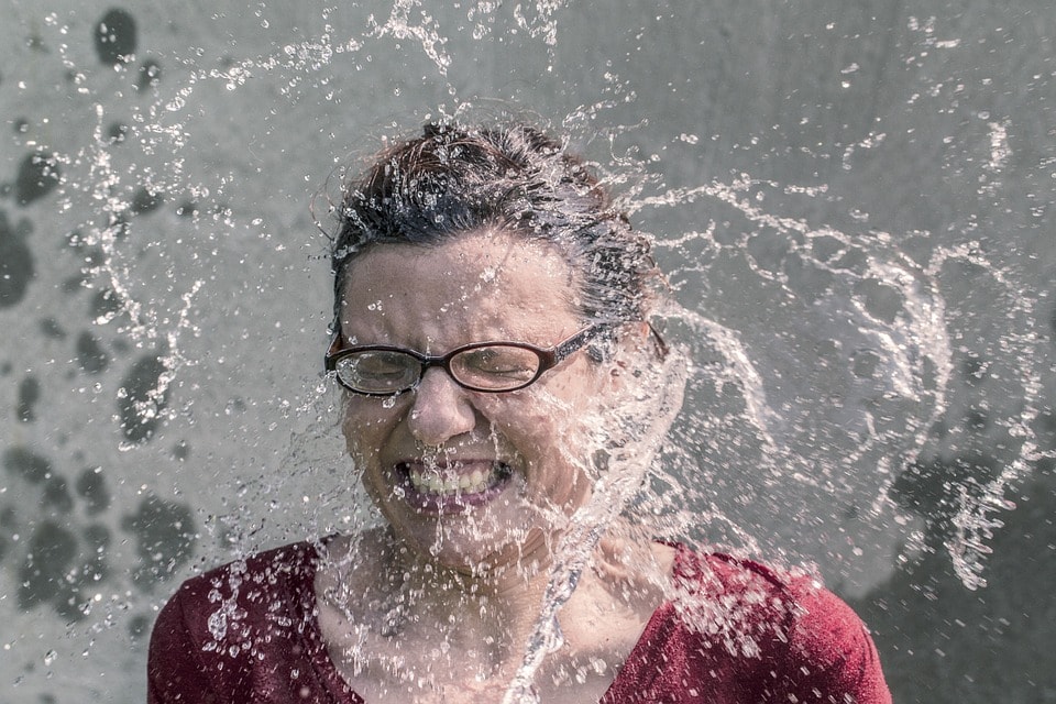 ALS Ice Bucket Challenge Closeup on woman