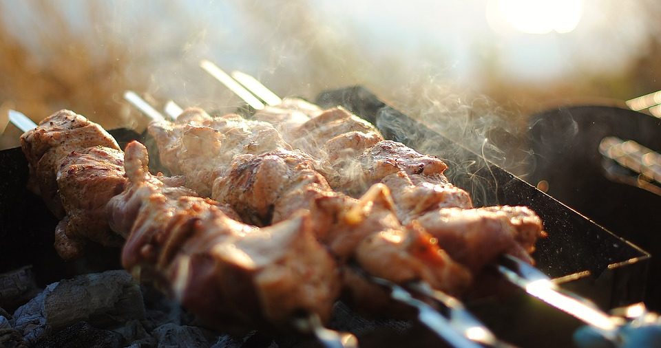 chicken shish kebab on barbecue