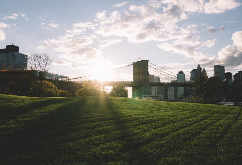 sunrise along New York skyline