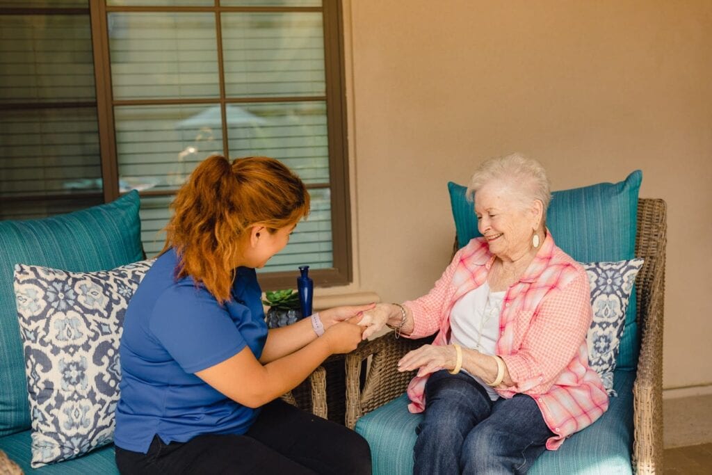 resident and care team member