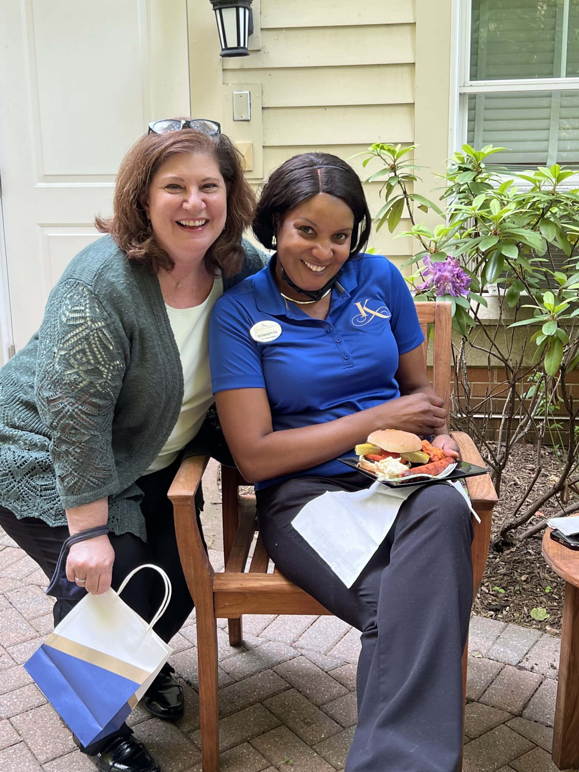 care team members during barbecue